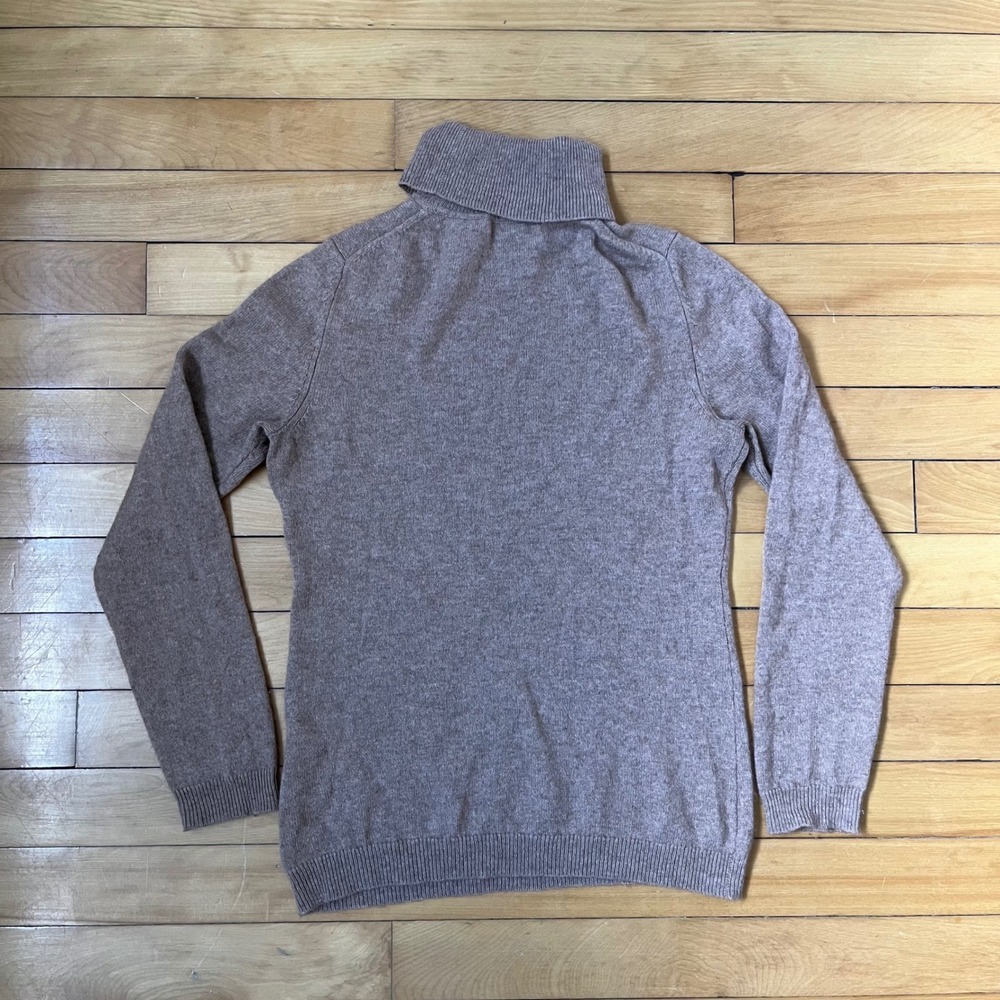 Charter Club Luxury Cashmere Turtleneck Sweater Taupe Heather PM Petite Medium